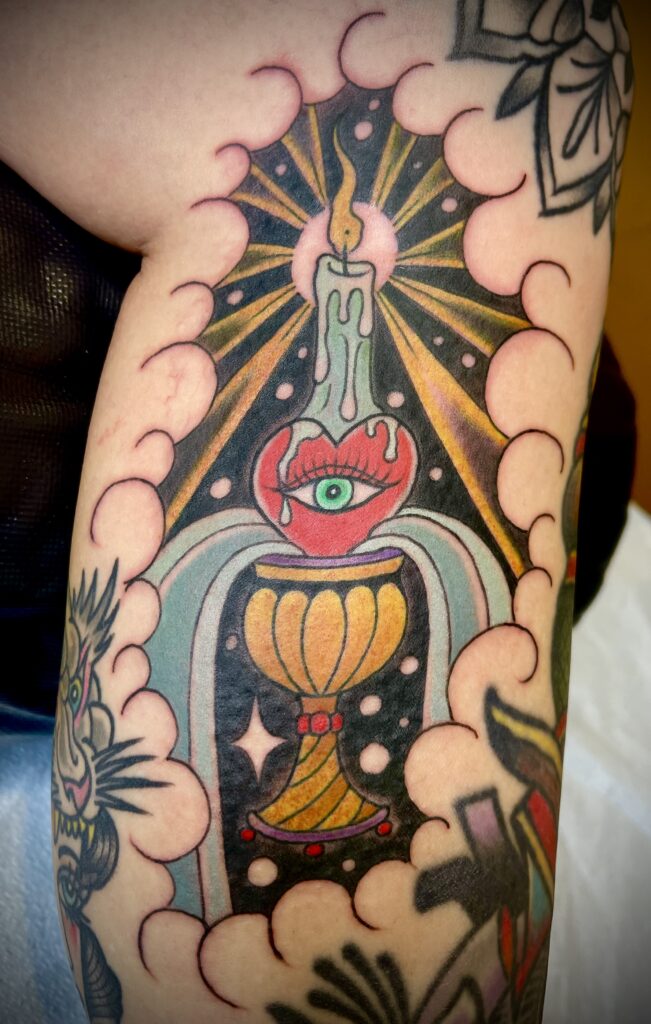 Tarot tattoo heart eye candle chalice cup