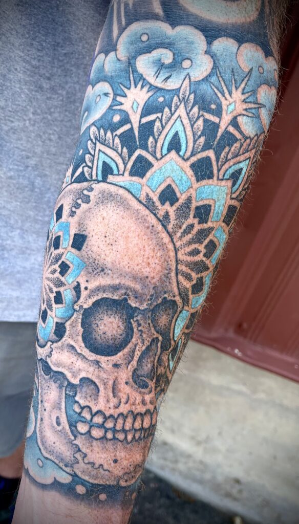 Geometric tattoo sacred geometry skull snowflakes